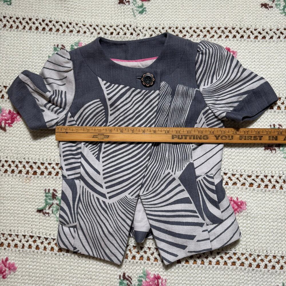 Anthropologie Flights of Fancy Peplum Jacket Women’s 0 Gray Cotton Puff Sleeve